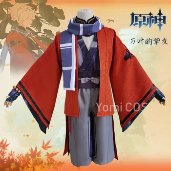 Spēle Genshin Ietekmes Cosplay Draugs Kaedehara Kazuha Halloween, Ziemassvētku Vīriešu Kostīms Kazuha Draugs Puse Kimono Drēbes