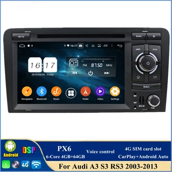 CarPlay un Android Auto DSP PX6 Android 10 Auto DVD Atskaņotājs Audi A3 S3 RS3 2003-2013 Stereo Radio, GPS, Bluetooth, WIFI 5.0