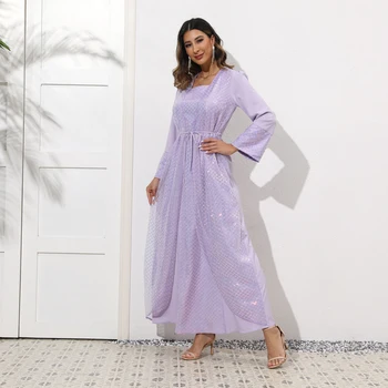Ir 2021. Jaunu Fahion Tuvo Austrumu tīrtoņa krāsu vizuļi nepatiesu divi gabali arābu mežģīnes, eleganti sieviešu kleitas