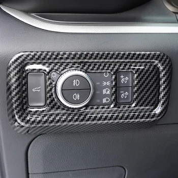 BJMYCYY Automobiļu lukturu regulēšanas pogu panelī ABS oglekļa šķiedras dekoratīvā rāmja, lai Ford Explorer 2020-2022