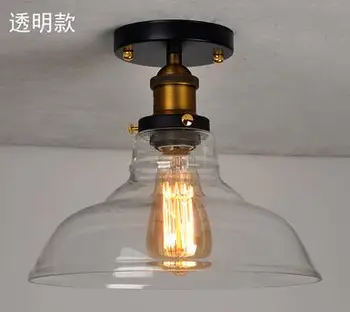 Stikla Bēniņi Rūpniecības Edison Griestos Gaismas Ķermeņi, LED Dzīvojamā Istaba Gaismas Plafondlamp Retro Vintage Griestu Lampas