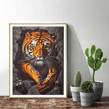 Dzīvnieku Dimanta Mākslas Izšuvumu Glezniecības Pilns Komplekts Tiger Dārgakmens Cross Stitch Sienas Dekoru, Krāsu Plakātu Diy 5D