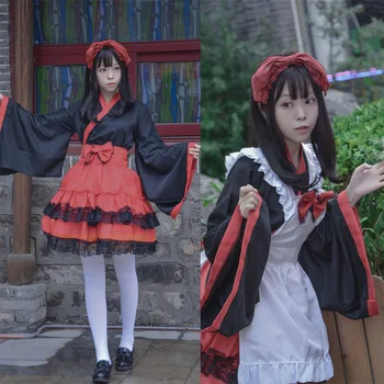 Gothic Sweet Lolita Meitene Kleita Jauns Japāņu Anime Cosplay Halloween Kostīmi Ar Priekšautu Sieviešu Posmā Ragana Apģērbs