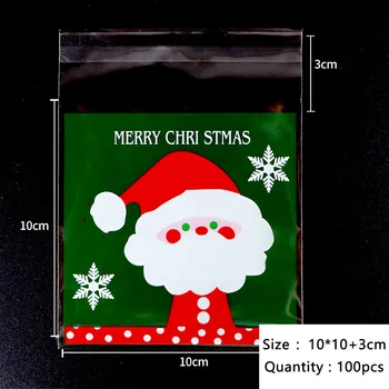 50gab Karikatūra Santa Claus Sniegpārslas Celofāna Nuga Ietīšanas Soma Zaļa Matēta Polka Dot Ziemassvētku Dāvanu Konfektes, Iepakojuma Maisiņi