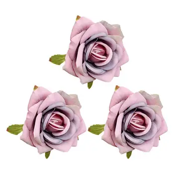 3Pcs Imitēta Ziedu Nr. Withering Mākslīgo Rožu Vadītājs Velmētas daudzslāņu Ziedlapiņas Mākslīgā Roze