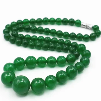 Bohemia Stilā, Dabīgā Akmens Pērles Kaklarota Ķēdes Zaļš Izgatavots Jaspers Round 6-14mm Krelles sānslīdi kaklasaite Griezes Sievietēm Dārglietas 18
