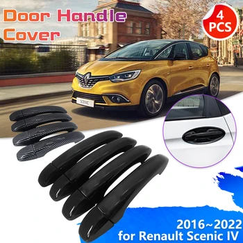 Automašīnu Durvju Roktura, Renault Scenic IV MK4 2016~2022 Chrome Black Oglekļa Šķiedras Apdare Vāka Uzlīme Galvenie Klp Accessorie 2017