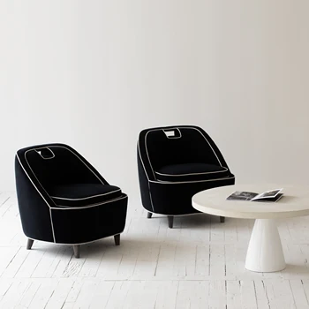 Klasiskais guļamistabas mēbeles avangarda stilā modernisma ērti melna samta atpūtas krēsls krēslā dīvānu komplekts
