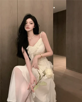 Francija Elegantu Siksniņu Kleita Sievietēm Vasarā Sexy Puse Midi Kleitas, Sieviešu Svētki-line Dizainers Šiks korejas Modes Kleita 2022