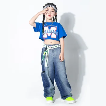 Bērniem Džinsi Streetwear Hip Hop Modes Zaudēt Gadījuma Vintage Caurumu Džinsa Plaša Kāju Džinsi Ripped Džinsi Pusaudžu Meiteņu un Zēnu Džinsa Elsas