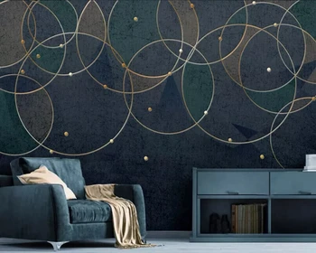 Zelta ģeometriskas līnijas, apļi mūsdienu abstract tapetes papel de mizots,dzīvojamā istaba, guļamistaba, TV sienas kafejnīca, bārs ktv custom sienas
