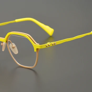 Vintage Brilles Rāmis Ultra Light Tīra Titāna IP Apšuvuma Nelegālo Dizaina Tuvredzība Optiskā Stikla Japānas Stila Sākotnējo Kvalitāti