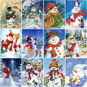 5D Dimanta Glezna, Sniegavīrs Mozaīkas Ziemassvētku Dimanta Izšuvumi Ziemas DIY Pilna Kārtas Urbt Rhinestones Cross Stitch Mājas Dekoru