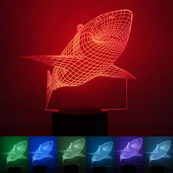 USB Powered Haizivs Formas 3D Nakts Gaisma LED Galda Lampa Pieskarieties Taustiņu, Apdares Gaismas Izmantot Home Hotel Puses Brīvdienās