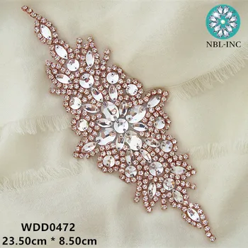(30PCS)Vairumtirdzniecības puses fāzēm, šūšanas līgavas ziedu rose gold kristālam, rhinestone aplikācijas dzelzs par kāzu kleitu WDD0472