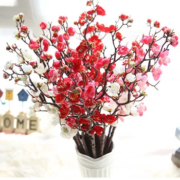 7pc Plūmju Ziedu, mākslīgo ziedu jauno gadu mājas apdare zīda ziedu Ķīniešu stila fotogrāfija aksesuārus viltus ziedi