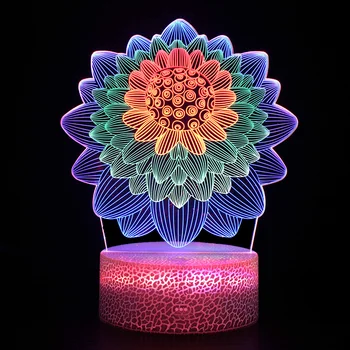 USB Akrils Zieds, Galda Lampas, 3D LED 3 Krāsu Lotus Nightlight Mājas Dzīvojamā Telpu Dekorēšana Radošas Dāvanas