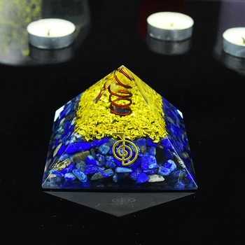 Orgone Piramīdu Ar Lapis Lazuli Un Vara EML Aizsardzības Meditāciju, Jogu un Enerģijas Orgonite Ģenerators Ogan Piramīdas