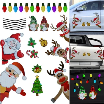 Ziemassvētku Noformējums, Auto Uzlīmes, Magnētiskās Decal Ledusskapis Magnēti Spuldzes Santa Claus, Sniegavīrs Atstarojoša Uzlīme Auto Dekori
