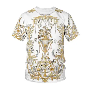 2022. gada vasaras modes vīriešu T-krekls bārs luksusa Loks stilā 3D iespiesti Ielas sporta o-veida kakla vīriešu top