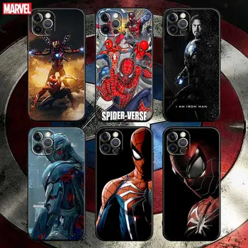 Spiderman Dzelzs Vīrs Brīnums Telefonu Gadījumā Par Apple iPhone 11 12 13 mini Pro, Max XS X XR 7 8 6 6S 5 plus SE 2022 Mīksto TPU Gadījumos Vāciņu