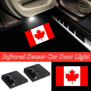 2x Kanādas Karoga Auto Durvīm, LED Kanādas Kļavas Lea Laipni Projektoru Ēnu Gaismas Camaro Silverado Sierra Colorado F150 250 350