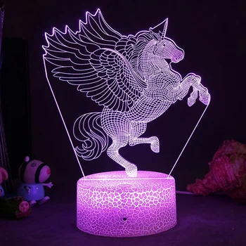Unicorn Dāvanas Grils 3D Ilūziju Nakts Gaisma Gultas Lampa ar Tālvadības pulti 16 Krāsas Funkcijas Maiņa Telpā, Mājas Dekoru