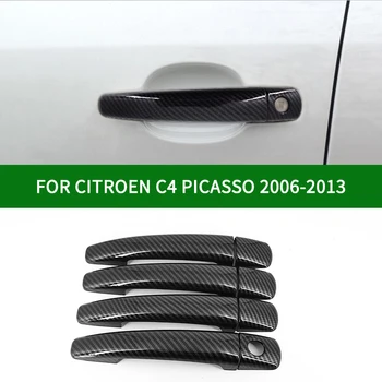 Par CITROEN Grand C4 PICASSO 2006-2013 MPV Piederumu oglekļa šķiedras raksts, automašīnu ārējie durvju rokturi ietilpst apdare 2007 2008 2009 2010