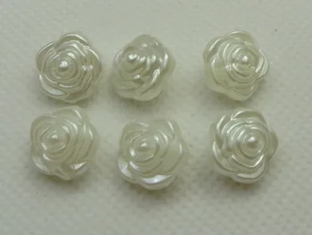 100 Ziloņkaula Akrila Mākslīgās Pērles Rose Puķu Krelles 12mm Distances Imitācijas Pērles