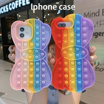 Iphone gadījumā piemērots iphone12 11 Pro X 7 8 Plus XR XS Apple varavīksnes Pioneer butterfly grauzēju kontroles silikona vāciņu