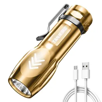 LED Mini Lukturītis Portatīvo Ūdensizturīgs USB Lādējamu Spēcīgu Gaismas Lāpu USB Rokas Lukturis Ar Jostas Klipsi