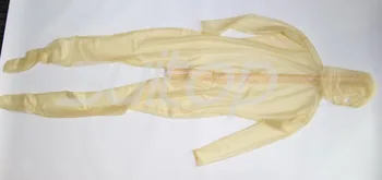 Suitop lateksa gumijas Teddies Eksotisku Apģērbu zentai pārredzamu catsuit ar kapuci un kājas ar muguras zip