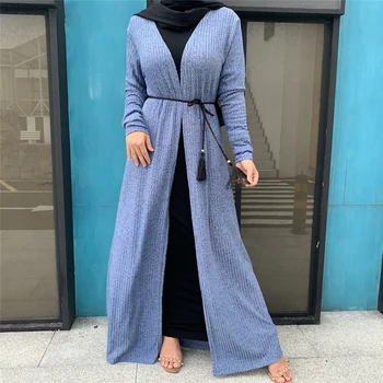 Musulmaņu Outwear Mētelis, Jaka Atvērt Abaya Dubaija Maxi Kimono Jaka Jilbab Ilgi Drēbes Ramadāna Arābu Caftan Marokens Islāma Apģērbi