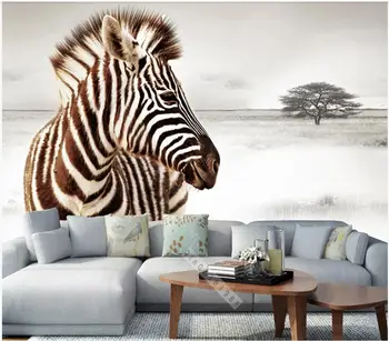 Pielāgotus foto 3d tapetes Roku apgleznoti prairie zebra fona, mājas dekoru 3d sienu gleznojumi tapetes sienām 3 d