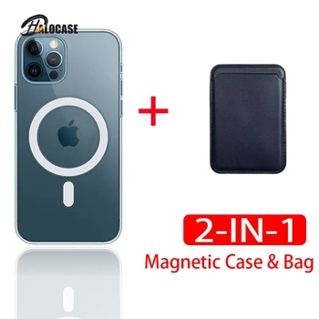 Caurspīdīgs Magnētisko Gadījumā & Bag IPhone 12 Pro Max Mini Magsafing IPhone 11 IPhone12 Pro 12pro Max Magnēts Kartes Turētāju