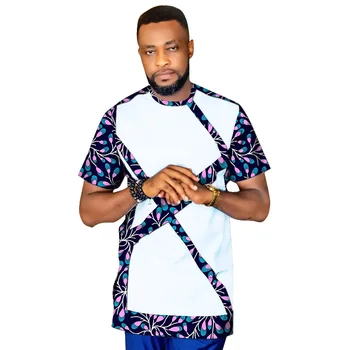 Āfrikas Drukāt Vīriešu Vasaras Kreklu Nigērijas Modes Krāsains Apģērbs, Lupatu Vīrietis Īsām Piedurknēm Topi Pielāgota