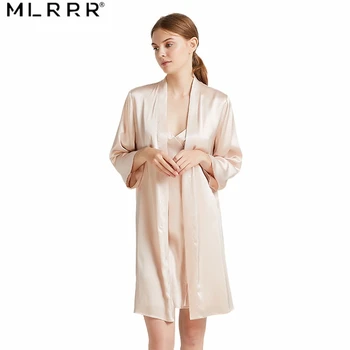 MLRRR 100% Mulberry Zīds 19 Momme Nightdress Drēbes & Tērpu Komplekti