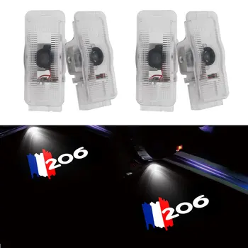 2gab Led Auto Durvju Sveiciena Logotips Gaismas Projektors Ēnu Gaismas Peugeot 206 Modeļa Auto Eksterjera Aksesuāri