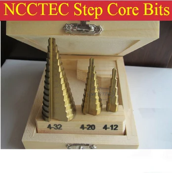 HSS 4241 NCCTEC solis urbju komplekts ar titāna nitrīda pārklājumu BEZMAKSAS PIEGĀDE | 3 gab. Pagoda Kāpnes Urbt 4-12 4-20 4-32mm