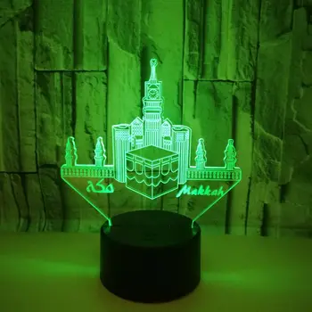 Mošeja Modeli Led Nakts Gaisma 3D Ilūziju Krāsa Mainās Guļamistaba Nightlight Unikālu Dāvanu, par Musulmaņiem, Mājas Dekoru, Galda Nakts Lampas
