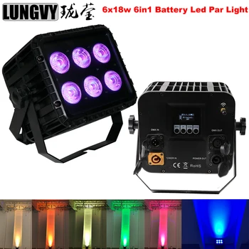 Akumulatora Barošanu 6x18w RGBWA+UV 6in1 Led Par Gaismu, Bezvadu LED Displejs, Bārs Uplight Var Party Club Skatuves, Kempinga Apgaismojums