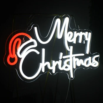 LED Priecīgus Ziemassvētkus Neona Gaismu Guļamistabā Sienas Cartoon Kids Istabas Dekors Ziemassvētku Neona Gaismas Sign Puse, Ziemassvētku Dekoru, Dāvanu