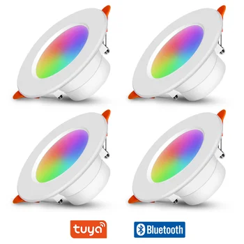 Tuya Smart LED Downlight 10W 110V, 220V RGB+CW+WW Iekštelpu Uzmanības centrā Aptumšojami APP Bluetooth Kontroles noapaļošana uz Leju Gaismas Mūzikas Sinhronizēšana