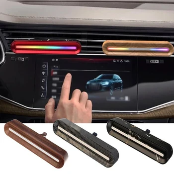 Automobiļu Gaisa Atsvaidzinātājs ar LED Gaismas Mūzikas Indukcijas Atmosfēru Gaismas USB Lādējamu Aromterapijas Lampas ar Noņemamu Venti