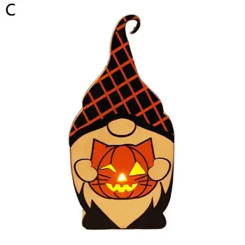 Delikāts Halloween Galda Dekori Gnome ar Siltu Gaismu Lelle Rotājumu Puse Iestatījums Halloween Dekorēšanai