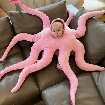 Cute baby astoņkāji smieklīgi saģērbt plīša lelle dzīvnieku spilvens grīdas spilvenu gudrs spilvenu Wrap bērns