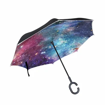 Apvērstā Jumta Dubultā Slāņa Sievietes Lietus Galaxy Vietas Apgrieztā Jumta vīriešu guarda chuva invertido paraguas Pretvēja parapluie