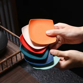 Keramikas Tējas Ceremonija Aksesuāru Paliktņi 6pcs Uzstādīt Kung Fu Tējas Tase Mat Anti Plaucēšana Siltuma Izolācijas Starplika Multi-color Creative Reņu