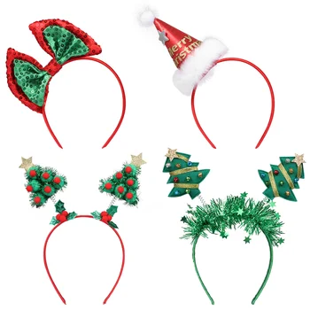 Ziemassvētku Galvas Cepuri Galvassegu Koku Headdressholiday Toppersbows Mini Santa Headpieces 