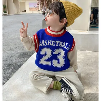 Rudens Zēnu Ziemas Topi Basketbola Drēbes, Puloveri Bērnu Bērnu Apģērbs Džemperi Ar Garām Piedurknēm Gadījuma Bērniem Fille Tiny Kokvilnas